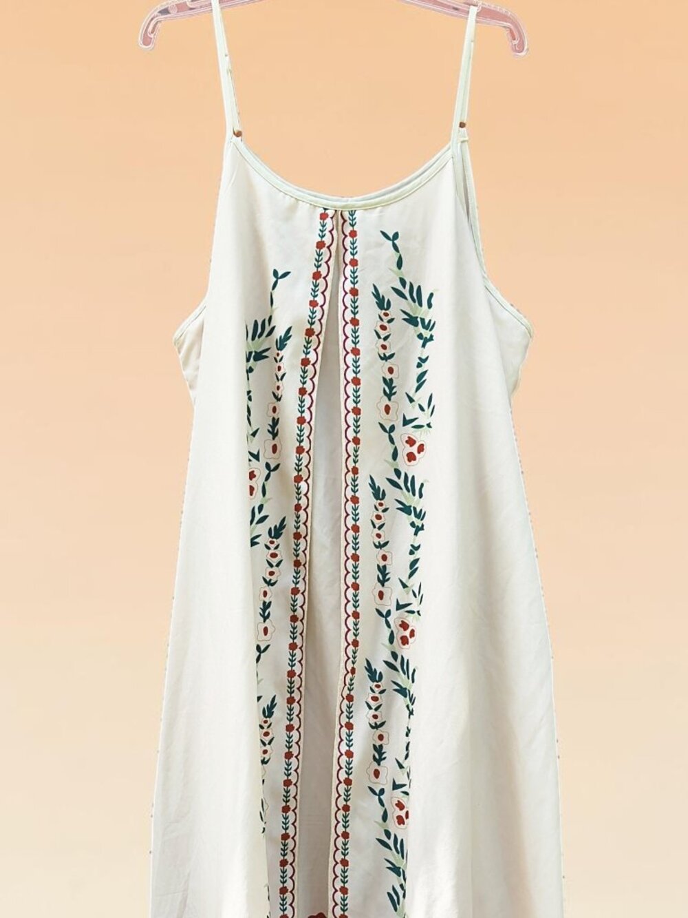 Bohemian Floral Maxi Dress with Adjustable Straps – Ivory Cream | Size 1X